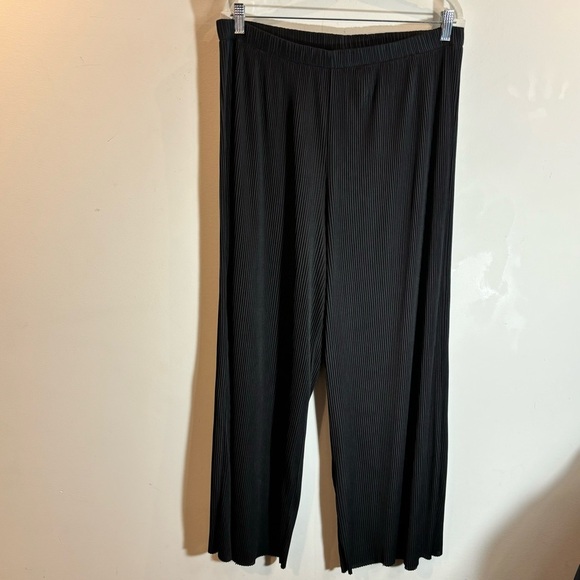 ASOS Sz 14 Mini Pleats Slinky Wide Leg Elasticized Waist Palazzo Style Pants - Picture 2 of 10